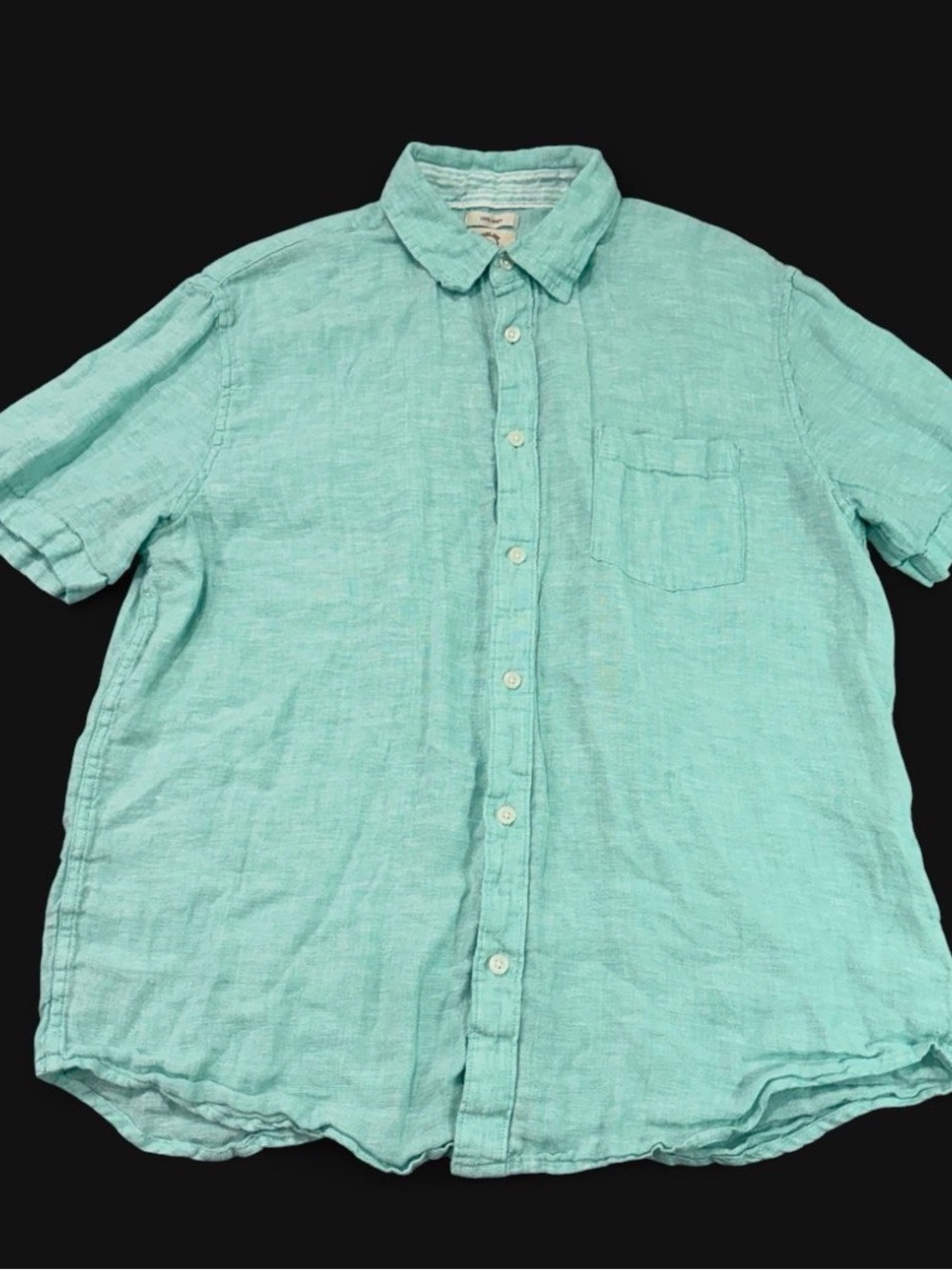 Panama Jack Men’s 100% Linen Short Sleeve Button Down Shirt Mint Swamp Large
